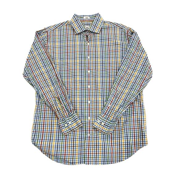 Peter Millar Other - Peter Millar Button Up Shirt Mens Size L Multicolor Plaid Cotton Long Sleeve